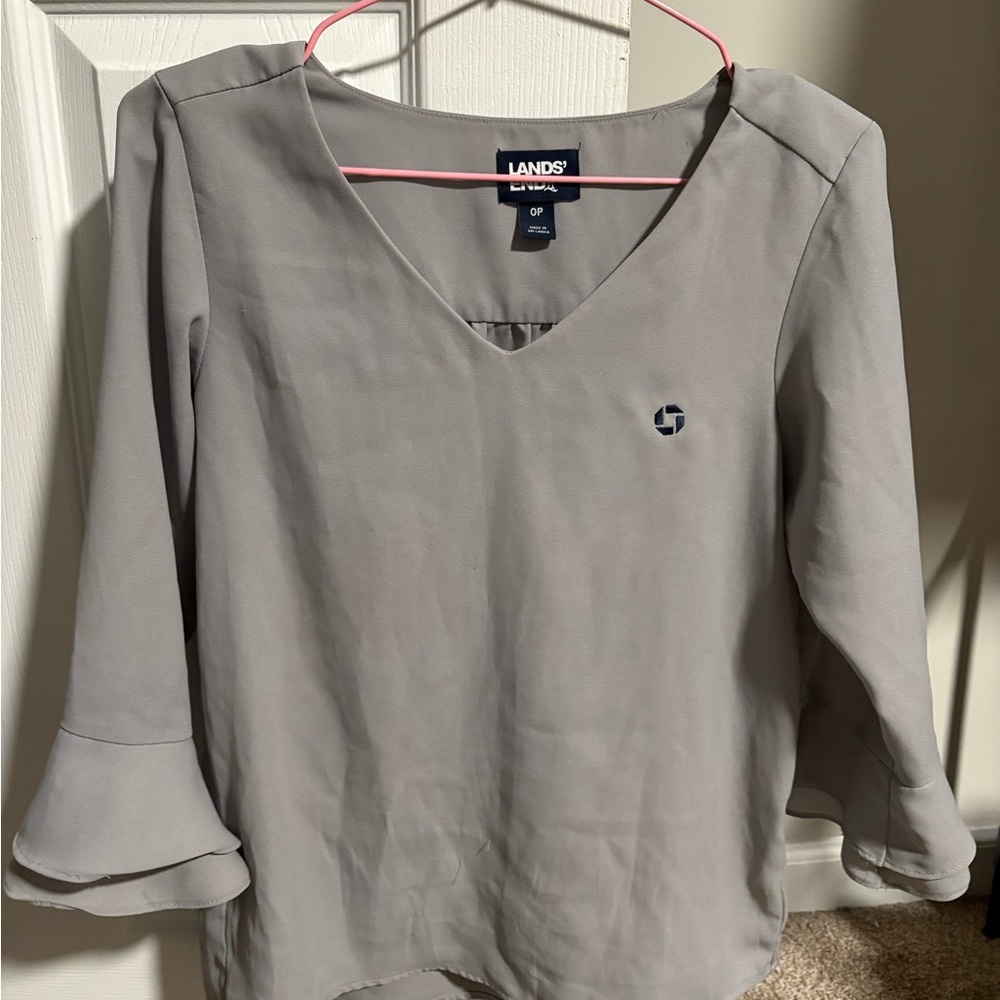 Lands' End Women's Elegant Gray Blouse